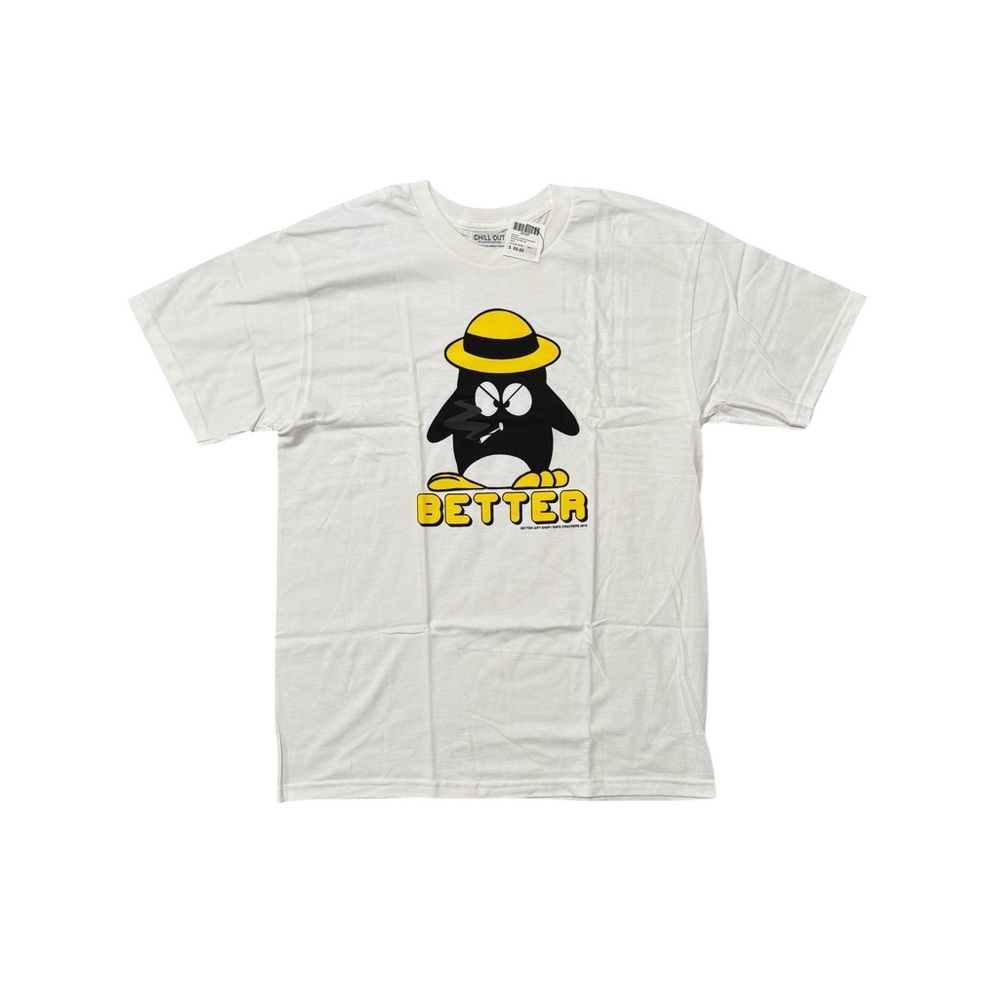 Better X Oliver Payne Main Safe Crackers White Penguin print Tee Shirt, NWT